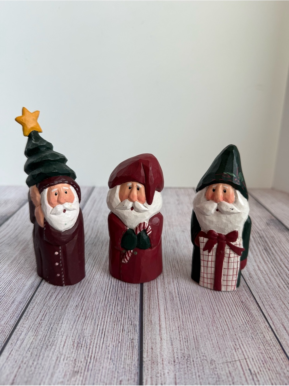 Eddie Walker Hand Carved Midwest Cannon Falls Folk Art Santa’s